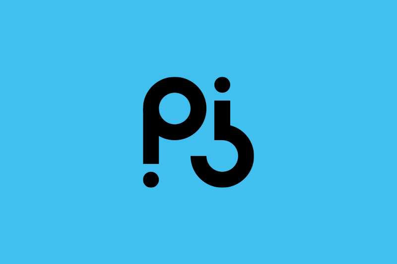 Das schwarze PIO-Logo auf hellblauem Hintergrund