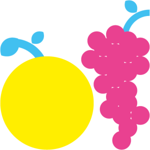 Icons von Fr&uuml;chten in gelb und pink
