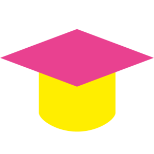 Icon eines gelb-pinken Doktorhuts