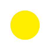 Gelber Kreis auf wei&szlig;em Hintergrund, einfache geometrische Form.