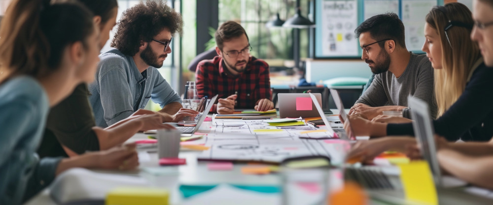 Gruppe von Menschen in einer Workshop-Situation