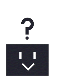 Symbol eines freundlichen Gesichts mit Fragezeichen darüber.