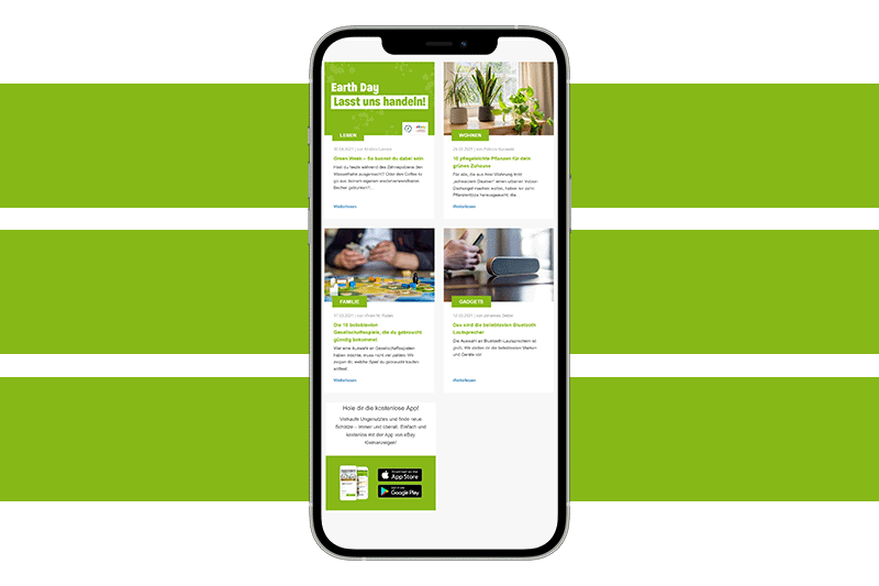 Ein Smartphone mit der App von eBay Kleinanzeigen