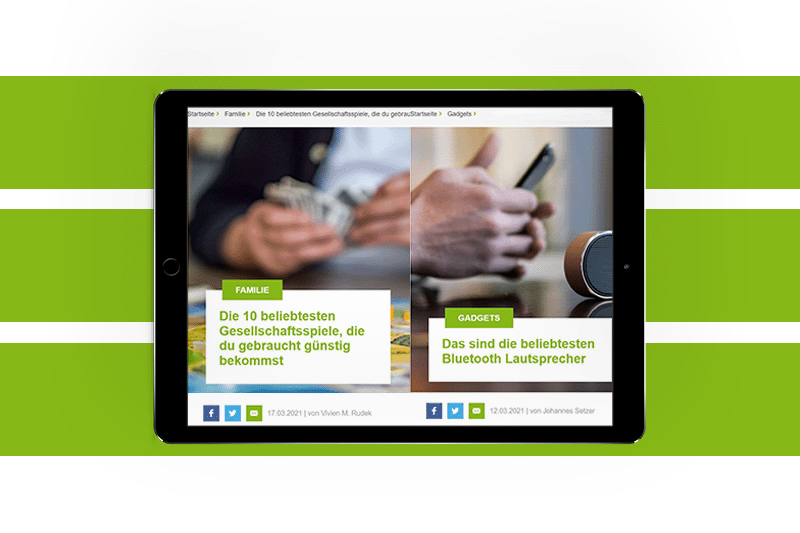 Ein Tablet, auf dem das eBay-Kleinanzeigen-Magazin geöffnet ist