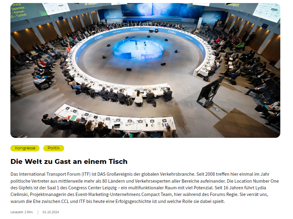 Screenshot eines Blogbeitrages zum Internationalen Transport Forum