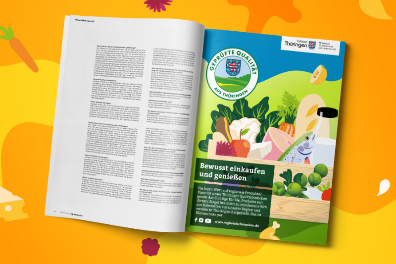 Magazine with a print ad for the Thuringian quality label