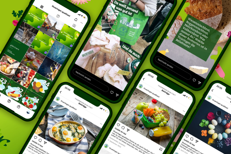 Smartphones with Instagram channel of the Thuringian quality label